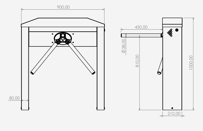 Tripod Turnstile Slim with Angle Cover - SCT110-A